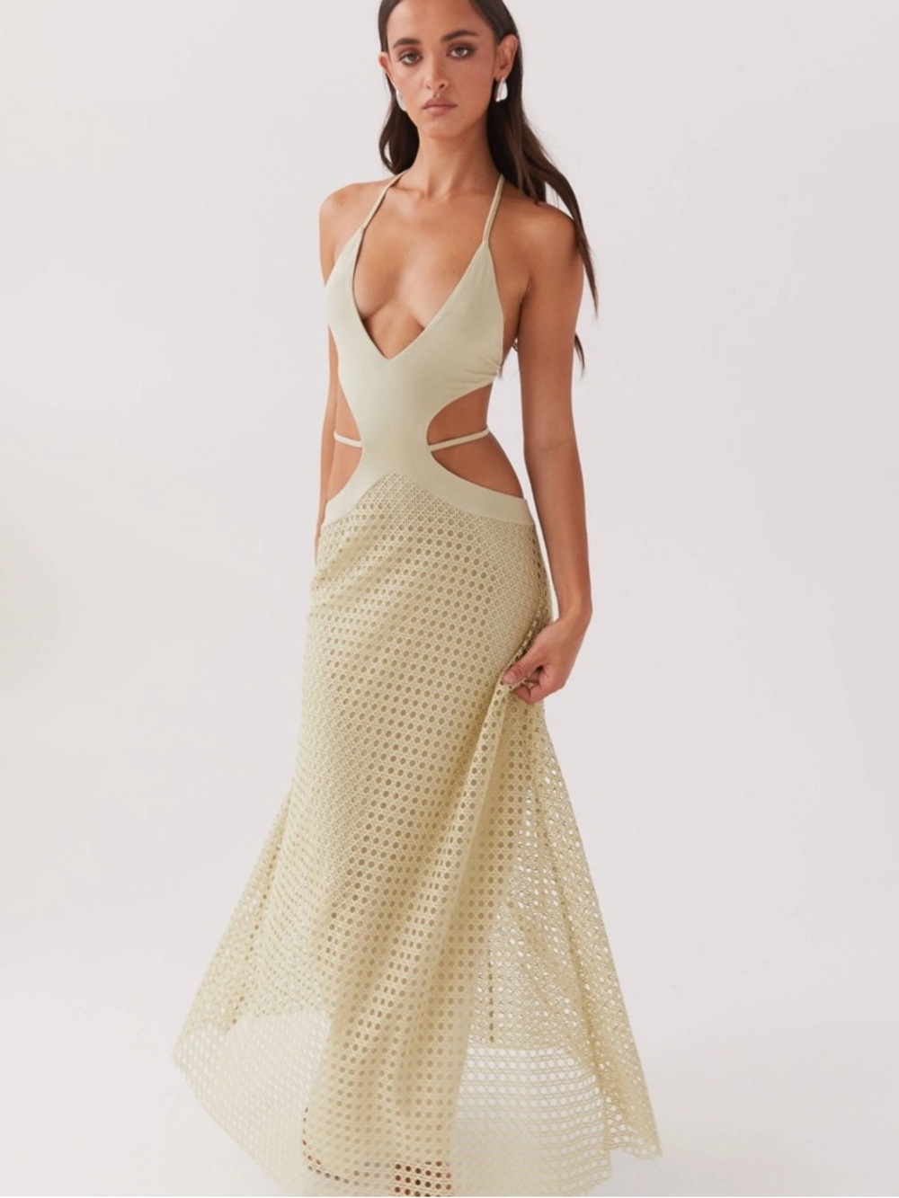 Peppermayo Sage Green Cutout Enchanted Melodies Maxi Dress 2 - Picture 2 of 8